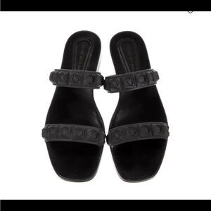 Stuart weitzman black rosita dual strap slide sandals